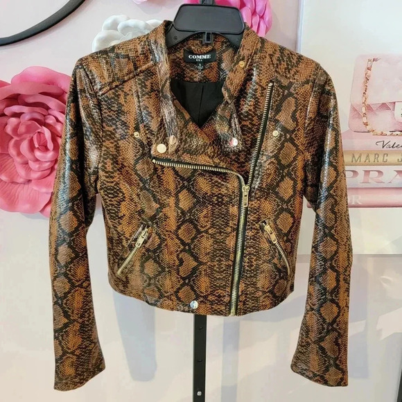 COMME USA Snakeskin Print Bomber Jacket - Picture 1 of 6